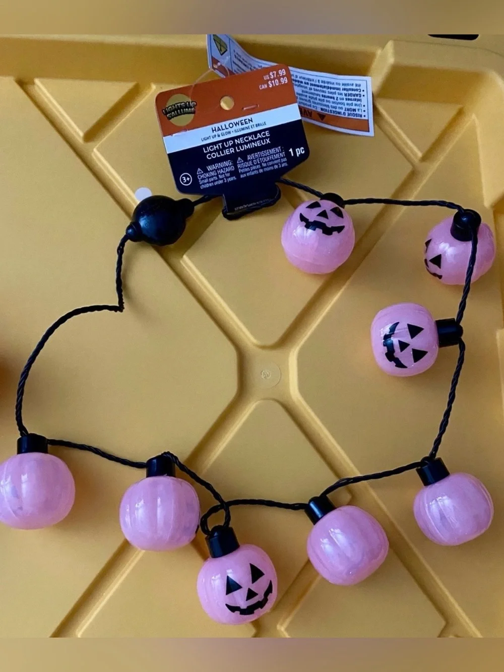 Set of Pink Pumpkin LED Headband - Halloween Accessory and Pumpkin Necklace